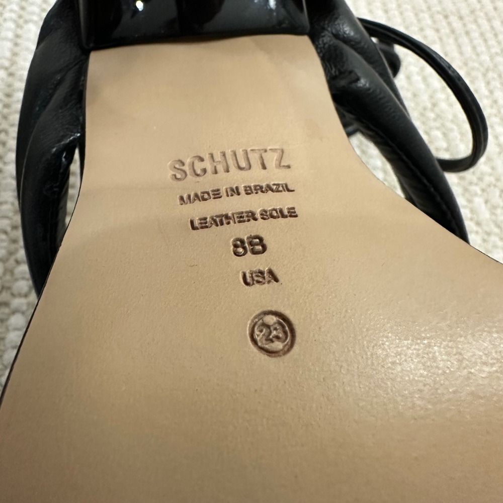 SCHUTZ Black Leather Lace-Up Sandals with Clear Strap Accent - Picture 2 of 8